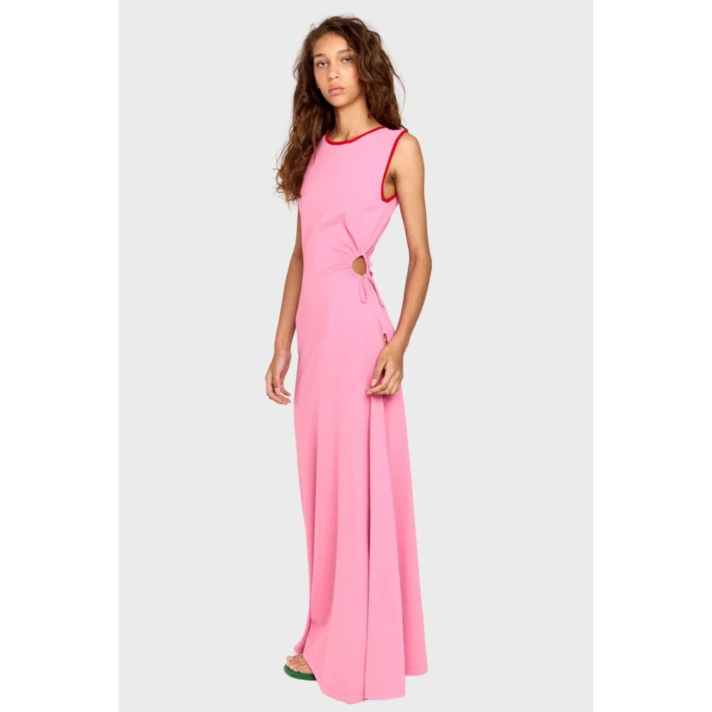 ROMY Loulou Cutout Maxi Dress Pink Red Small